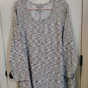 Catherine's Space Dye White/Brown/Beige Pattern Sweater- 30/32W- EUC